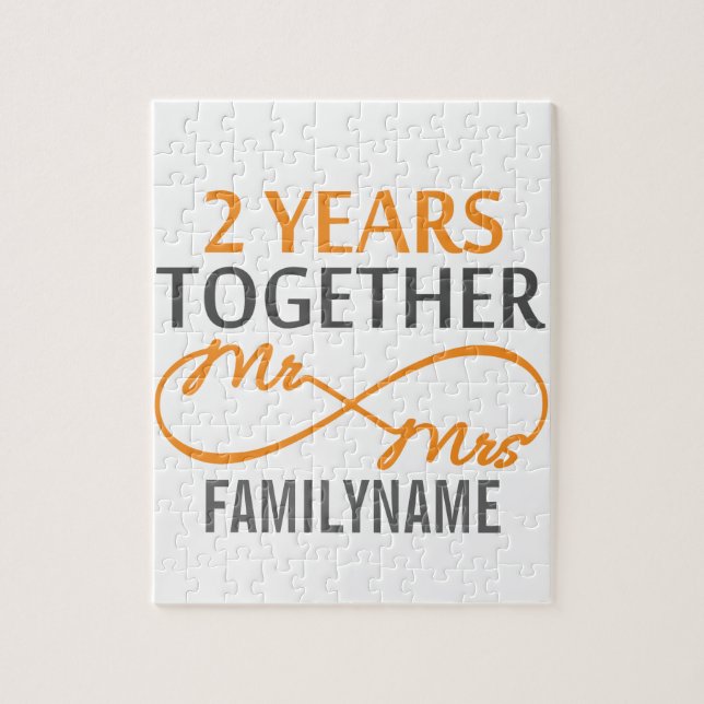 Custom Mr and Mrs 2nd Anniversary Jigsaw Puzzle (Vertical)