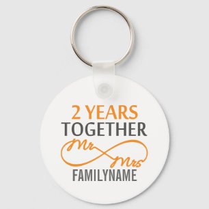 Custom Mr and Mrs 2nd Anniversary Keychain