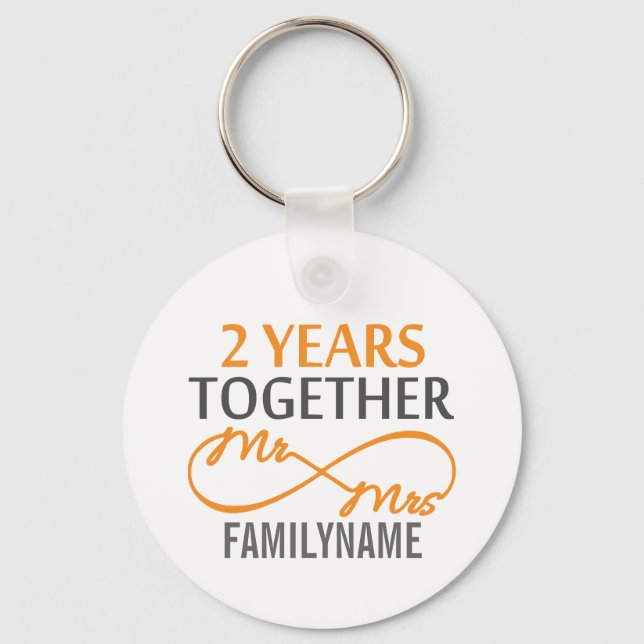 Custom Mr and Mrs 2nd Anniversary Keychain (Front)