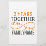 Custom Mr and Mrs 2nd Anniversary Stationery