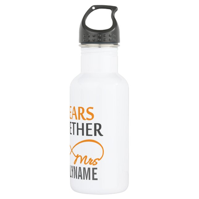 Custom Mr and Mrs 2nd Anniversary Water Bottle (Front)