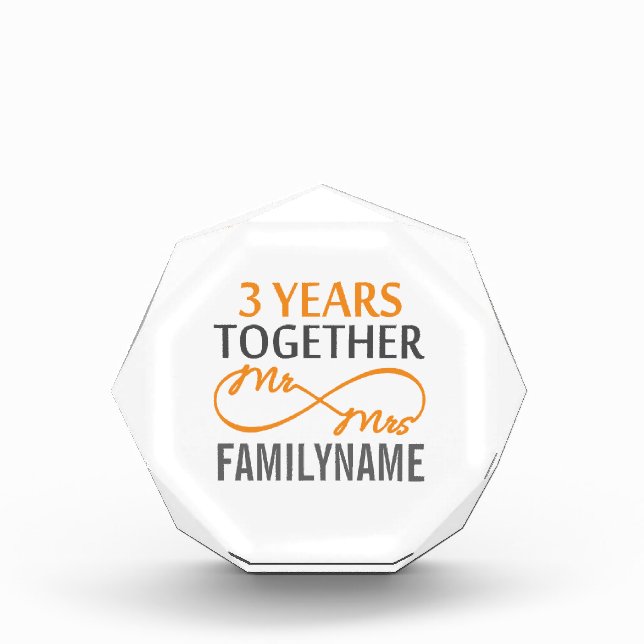 Custom Mr and Mrs 3rd Anniversary Award (Front)