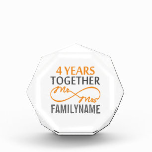 Custom Mr and Mrs 4th Anniversary Award