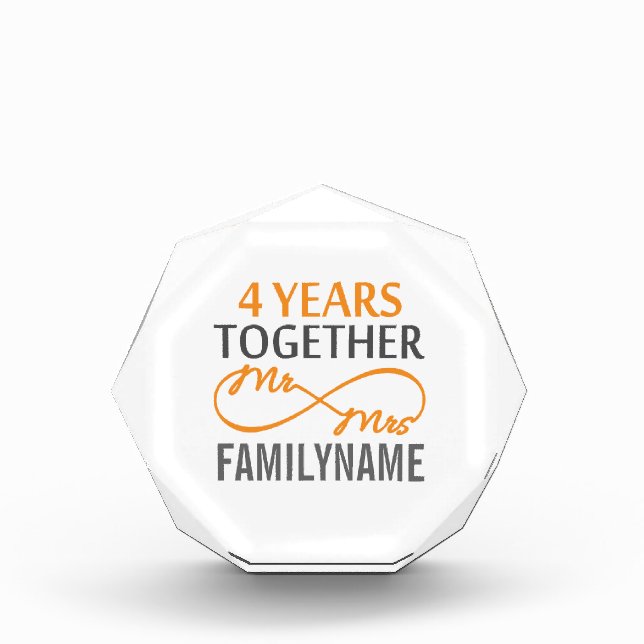 Custom Mr and Mrs 4th Anniversary Award (Front)