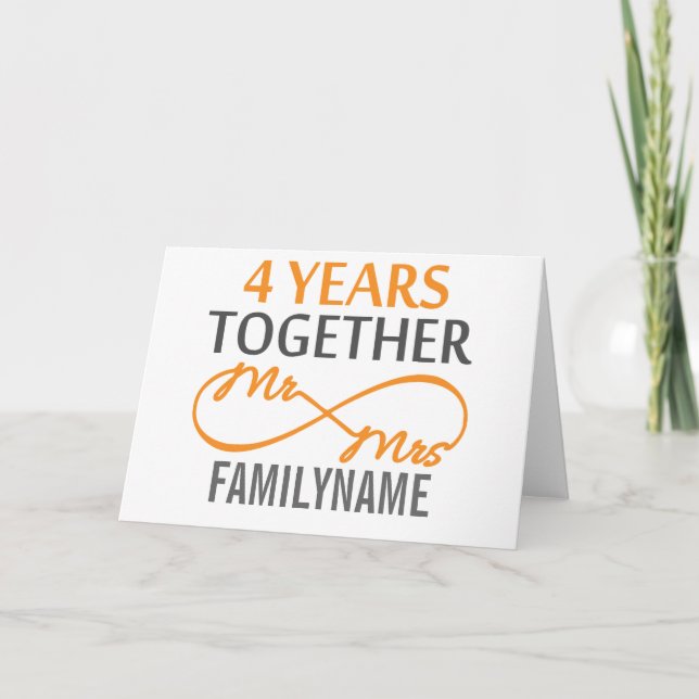 Custom Mr and Mrs 4th Anniversary Card (Front)