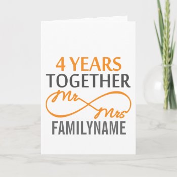 Custom Mr And Mrs 4th Anniversary Card by CelebratingLove at Zazzle
