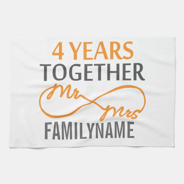 Custom Mr and Mrs 4th Anniversary Kitchen Towel (Horizontal)