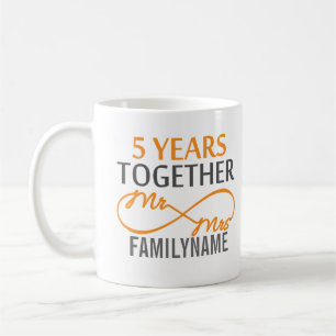 Custom Mr and Mrs 5th Anniversary Coffee Mug