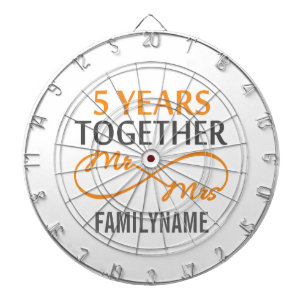 Custom Mr and Mrs 5th Anniversary Dartboard With Darts