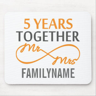 Custom Mr and Mrs 5th Anniversary Mouse Pad