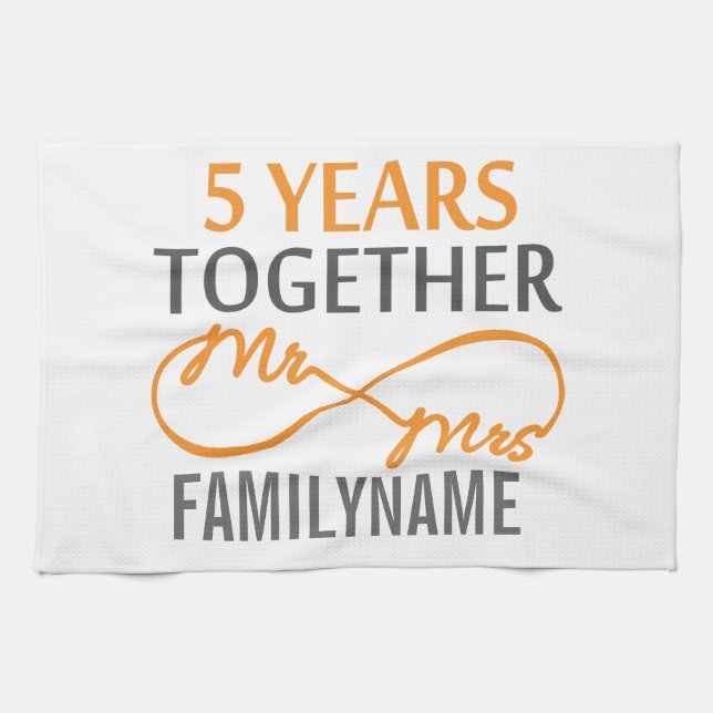 Custom Mr and Mrs 5th Anniversary Towel (Horizontal)