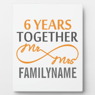 Custom Mr and Mrs 6th Anniversary Plaque