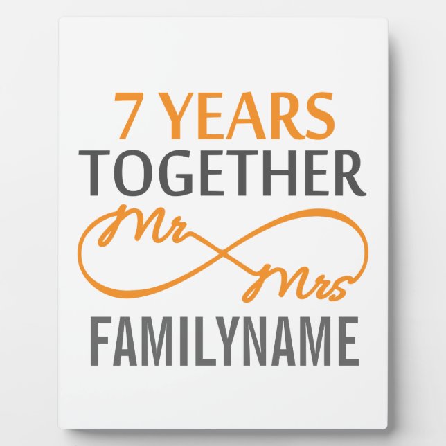 Custom Mr and Mrs 7th Anniversary Plaque (Front)