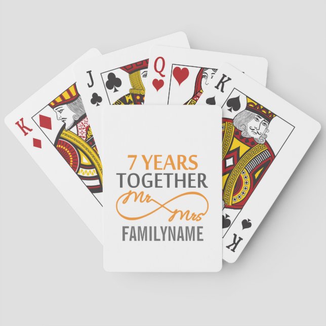 Custom Mr and Mrs 7th Anniversary Poker Cards (Back)