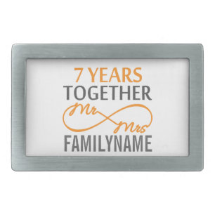 Custom Mr and Mrs 7th Anniversary Rectangular Belt Buckle