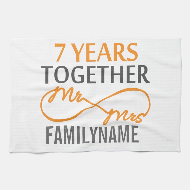 Custom Mr and Mrs 7th Anniversary Towel (Horizontal)
