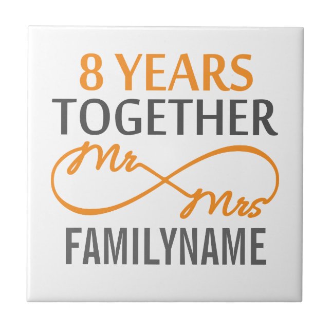 Custom Mr and Mrs 8h Anniversary Tile (Front)