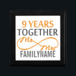 Custom Mr and Mrs 9th Anniversary Keepsake Box<br><div class="desc">Customized Family Name Gift For 9th Wedding Anniversary.</div>