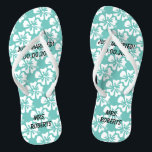 Custom mr and mrs couple beach wedding flip flops<br><div class="desc">Custom mr and mrs couple beach wedding flip flops. Personalized Hawaiian beach flower monogram wedding flipflops for bride and groom or guests. Elegant party favor set with custom surname or monogram and tropical Hibiscus floral pattern. Custom background and strap color for him and her / men and women. Romantic aqua...</div>