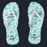 Custom mr and mrs couple beach wedding flip flops<br><div class="desc">Custom mr and mrs couple beach wedding flip flops. Personalized Hawaiian beach flower monogram wedding flipflops for bride and groom or guests. Elegant party favor set with custom surname or monogram and tropical Hibiscus floral pattern. Custom background and strap color for him and her / men and women. Romantic aqua...</div>