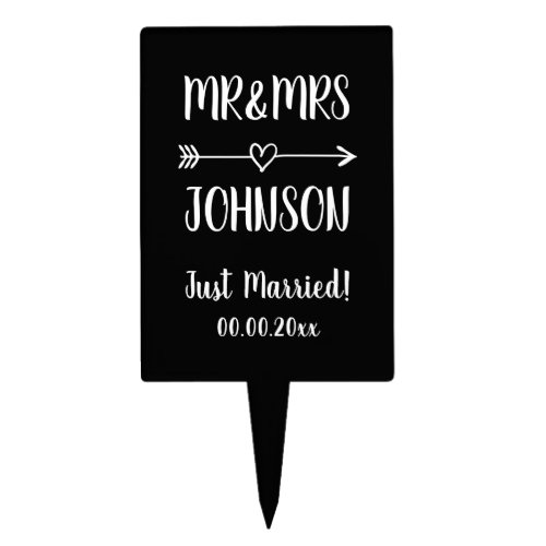 Custom Mr and Mrs just married wedding cake topper