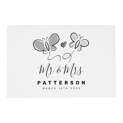 Custom Mr and Mrs laminated wedding placemat