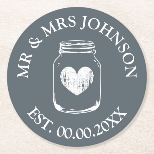 Custom mr and mrs mason jar wedding party coasters