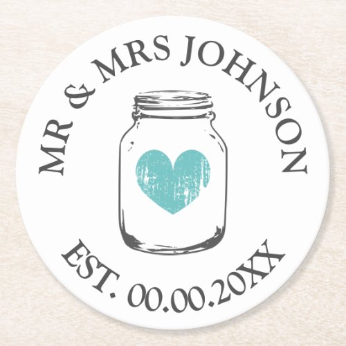 Custom mr and mrs mason jar wedding party coasters