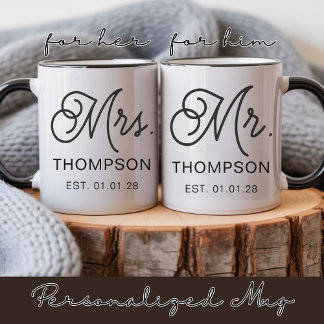 Custom Mr and Mrs Mug Wedding Gift for Couples