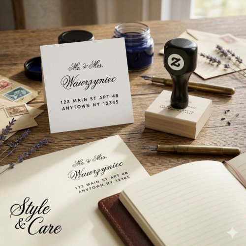 Custom Mr And Mrs Name Address Unique Stylish Rubber Stamp