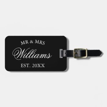 Custom Mr And Mrs Name Newly Weds Wedding Travel Luggage Tag by logotees at Zazzle