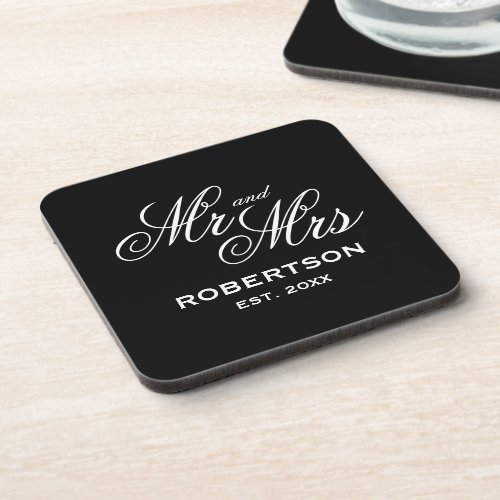 Custom Mr and Mrs name plastic beverage coaster