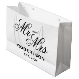 Custom Mr and Mrs newlyweds large wedding gift bag