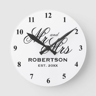 Custom Mr and Mrs newlyweds wedding gift clock