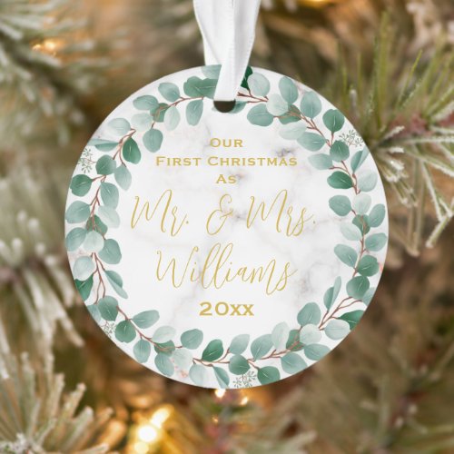Custom Mr and Mrs Our First Christmas Married  Ornament