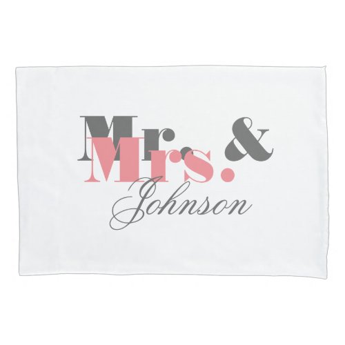 Custom mr and mrs pillowcase for newlyweds couple