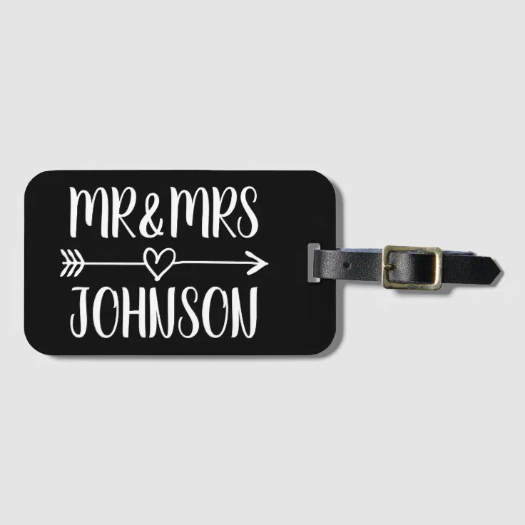 Custom Mr and Mrs travel luggage tag for newlyweds | Zazzle