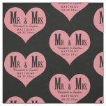 Custom Mr. and Mrs. Wedding Black Heart Template Fabric