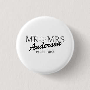 Custom Mr and Mrs Wedding Family gift Button