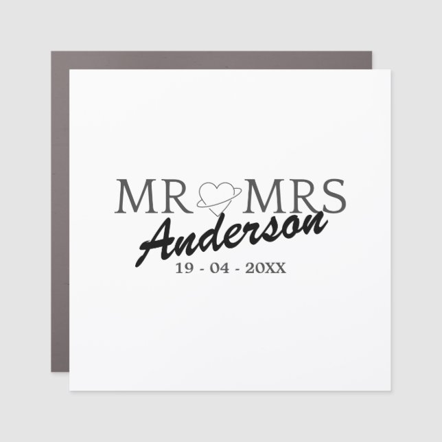 Custom Mr and Mrs Wedding Family gift Car Magnet (Front)