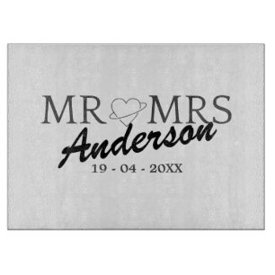 Custom Mr and Mrs Wedding Family gift Cutting Board