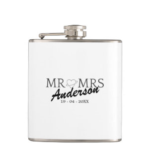 Custom Mr and Mrs Wedding Family gift Flask