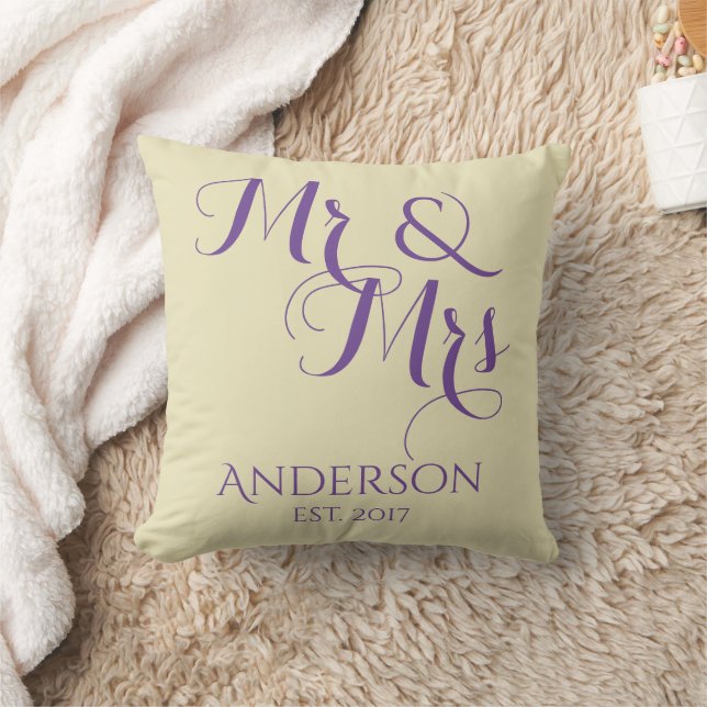Custom Mr And Mrs Wedding or Anniversary Gift Throw Pillow (Blanket)