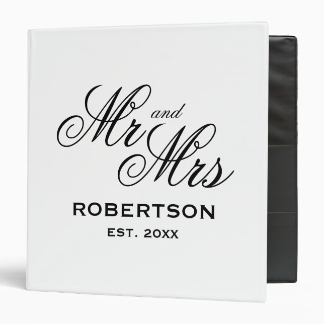 Custom Mr and Mrs wedding photo album Ring Binder (Front/Inside)