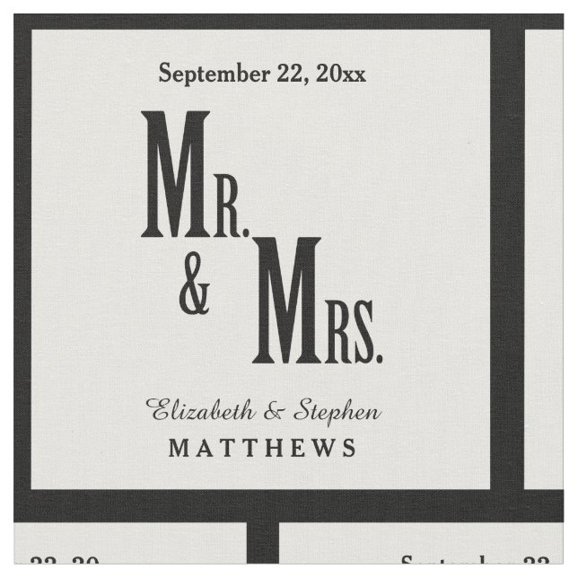 Custom Mr. and Mrs. Wedding Template Fabric (Close Up)