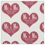 Custom Mr. and Mrs. Wedding White Heart Template Fabric