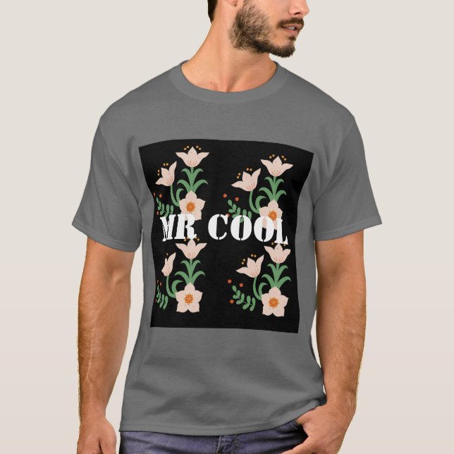 Custom Mr Cool Text Dark Grey Men's Dark T-Shirt  (Front)
