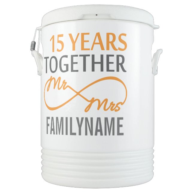 Custom Mr.& Mrs. 15th Anniversary Beverage Cooler (Back)