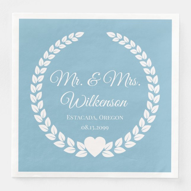 Custom Mr. & Mrs. Bride and Groom Newlywed Paper Dinner Napkins (Front)