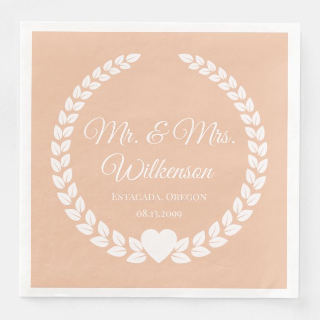 Custom Mr. & Mrs. Bride and Groom Newlywed Paper Dinner Napkins (Front)